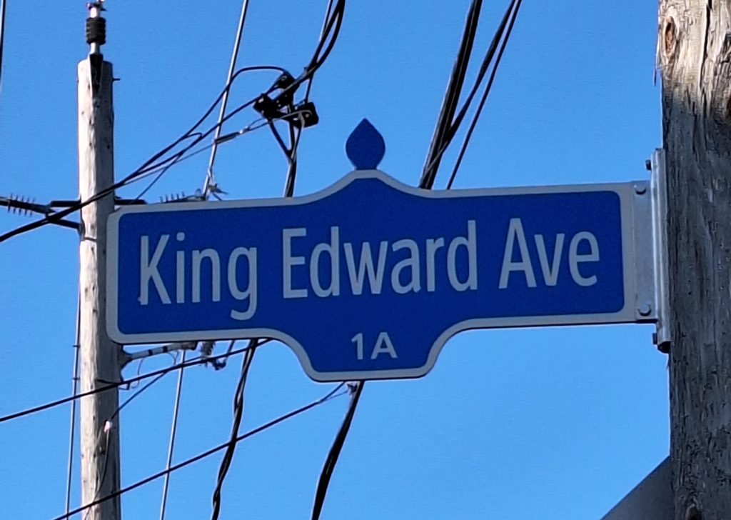 Street sign says King Edward Ave